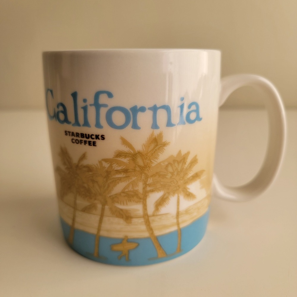Starbucks California Mug Collector Series 16oz Blue White Excellent 2009 Icons